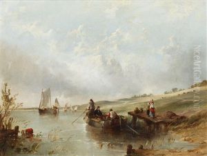 Dutch Landscape With Boats by Alfred Montague