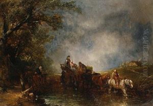 Travelers Crossing A Stream Travelers Crossing A Stream