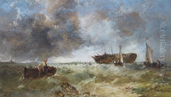 Vessels Off A Headland In A Swell - view 1