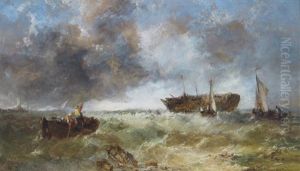 Vessels Off A Headland In A Swell