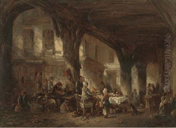 Market Place At Dinan, France - view 1