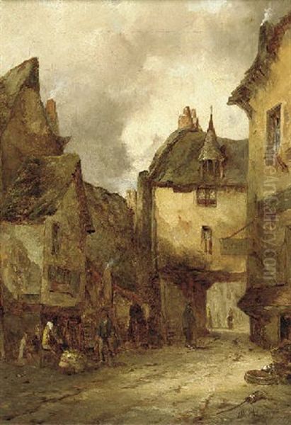 Figures In A Continental Street - view 1