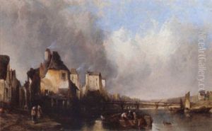 Figures By A River In A Continental Town