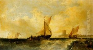 Dutch Boats In Choppy Seas Off The Coast