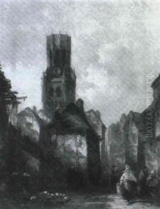 Figures On A Street, Rouen by Alfred Montague