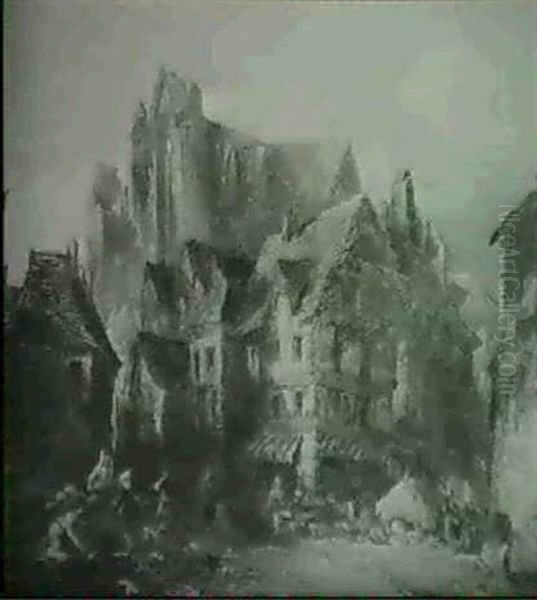 A Continental Town Scene - view 1
