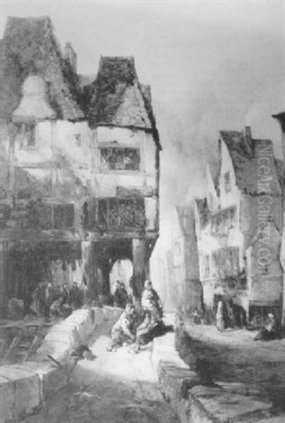 Figures On A Bridge In A Dutch Town; Figures In A Dutch Street - view 1