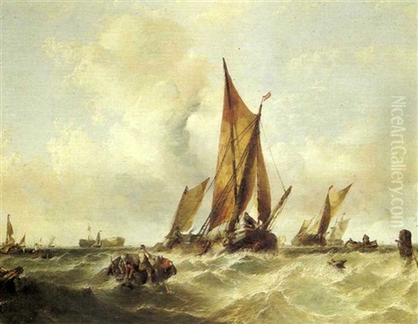 Fishing Boats Offshore In Choppy Sea - view 1
