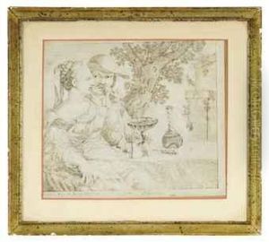 Amorous Couples On A Terrace; And A Companion Drawing