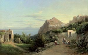 Blick Von Capri Uber Das Meer, Im Hintergrund Der Vesuv