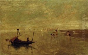 Boys Fishing In The Venetian Lagoon by Hilda Montalba