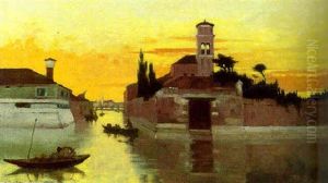 A Venetian Canal At Sunset by Hilda Montalba