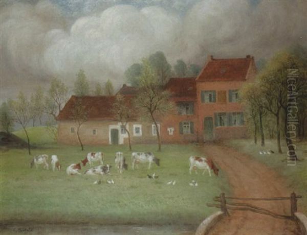 Vaches Au Pre Devant Une Ferme - view 1