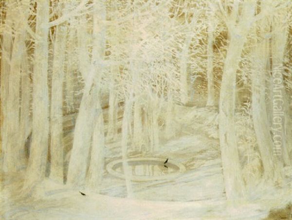 Fontaine Dans Un Jardin En Hiver - view 1