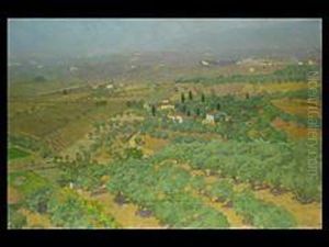 Tiefe Italienische Landschaft Vor Kuste Und Gebirge by Ottorino Bicchi