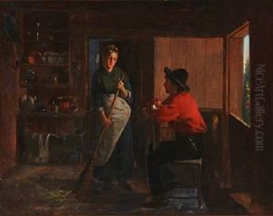 Kitchen Interior With A Flirting Couple
