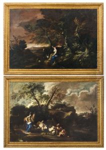 Erminia Tra I Pastori E Erminia Che Scrive Il Nome Di Tancredi (pair)