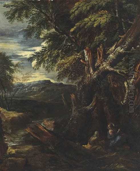 A Wooded River Landscape With A Vision Of Christ - view 1