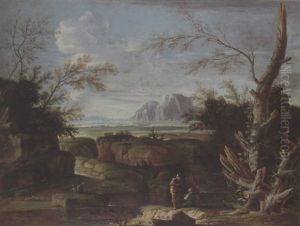 Gebirgige Landschaft Mit Figuren Gebirgige Landschaft Mit Figuren