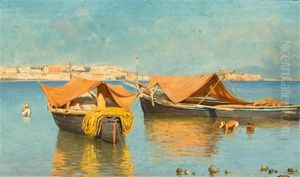 Pair Of Works: Neapolitan Harbour Scenes