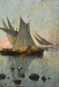 . (polla, Sa - Napoli 1933) Barche E Pescatori by Eduardo Monteforte