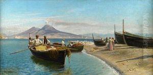 A View Of Naples With Vesuvius Beyond