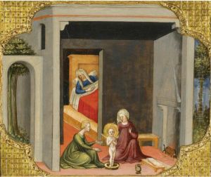 The Birth Of St Nicholas Of Bari by Bicci Di Lorenzo