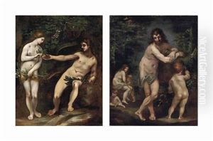 Adam And Eve (+ The Family Of Adam And Eve; Pair) by Francesco (Cecco Bravo) Montelatici