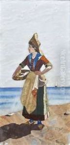 Male And Female Fish Sellers In Coastal Landscapes (pair)