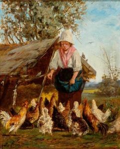 Bauerin Futtert Die Huhner by Antonis Matteo Montemezzo