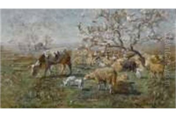 Weidendes Vieh In Fruhlinglandschaft - view 1