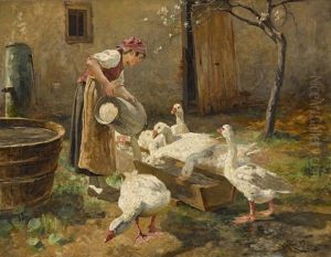Magd Beim Futtern Der Ganse by Antonis Matteo Montemezzo