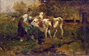 Figure Tending The Cows by Antonis Matteo Montemezzo