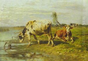 Kuhe An Der Tranke by Antonis Matteo Montemezzo