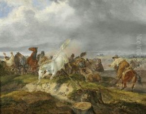 Das Eintreiben Von Wildpferden In Der Ungarischen Puszta