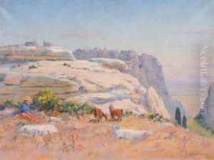 Paysage De Provence Avec Chevres by Frederic Montenard