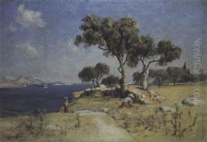 La Cueillette Au Bord De La Mediterranee by Frederic Montenard