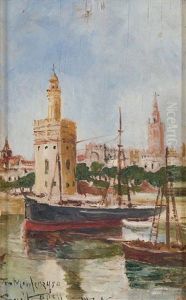 Vista Del Guadalquivir A Su Paso Por Sevilla by Jose Montenegro Cappell