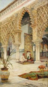 Orientalisk Bakgard Med Samtalande Morer - Sevilla by Jose Montenegro Cappell