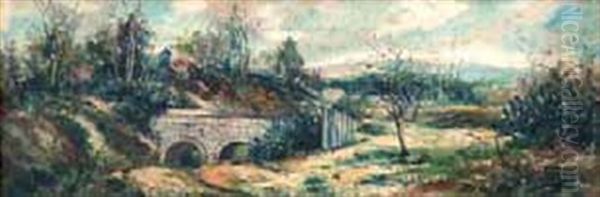 Paisaje Con Puente Y Arboles - view 1