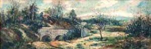 Paisaje Con Puente Y Arboles by Jose Montenegro Cappell