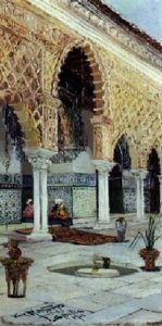 A Courtyard In Seville by Jose Montenegro Cappell