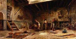 A Sandal-maker's Shop In Cadiz by Julio Montenegro