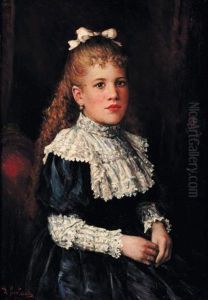 Portrait De Jeune Fille Assise by Luigi Monteverde