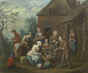 Vegetable Sellers Gathered Outside A Tavern; And Pilgrims Approaching Vegetable Sellers Before A Tavern (2)