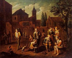 A Cobbler And Other Figures On A Town Square