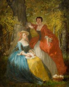 Women In The Park by Adolphe Francois Montfallet