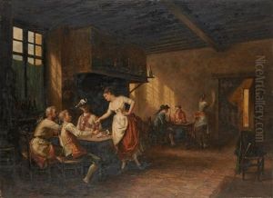 Scene De Cabaret by Adolphe Francois Montfallet