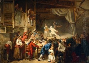 Representation D'une Comedie Italienne Au Temps De Louis Xv by Adolphe Francois Montfallet