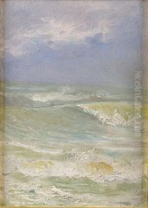 Vagues, Gros Temps A Audresselles Pres De Boulogne (pas-de-calais) (+ Bord De Mer Par Temps Gris, Environs D'audresselles Pres De Boulogne, Verso) by Francois Richard De Montholon